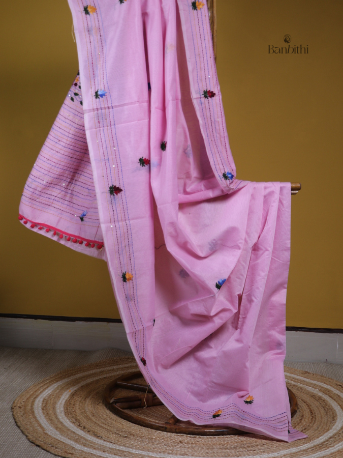 Soft Rose Handcrafted Village Craft Saree