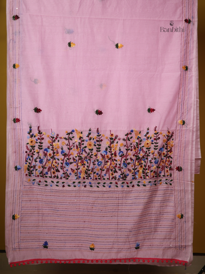 Soft Rose Handcrafted Village Craft Saree