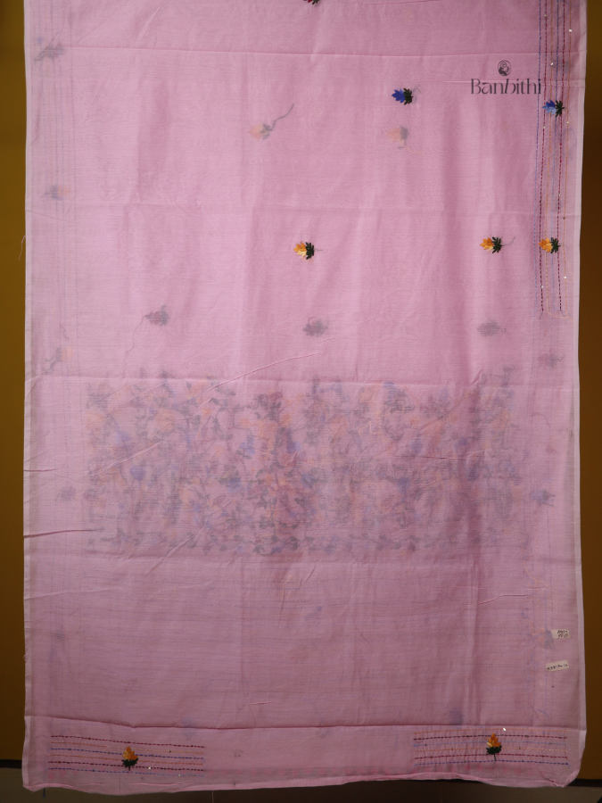 Soft Rose Handcrafted Village Craft Saree