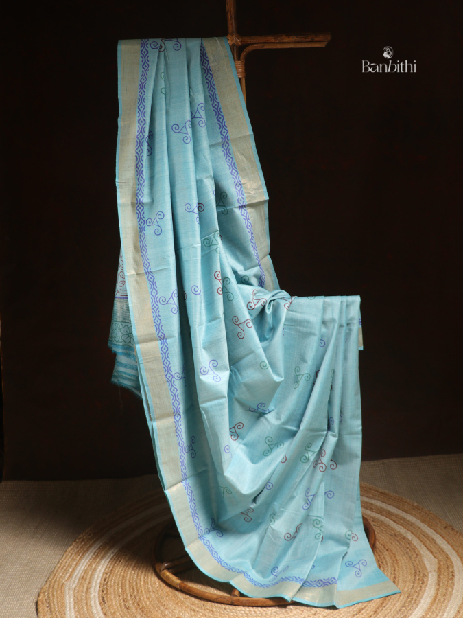 Tussar & Matka Silk Saree – Blue