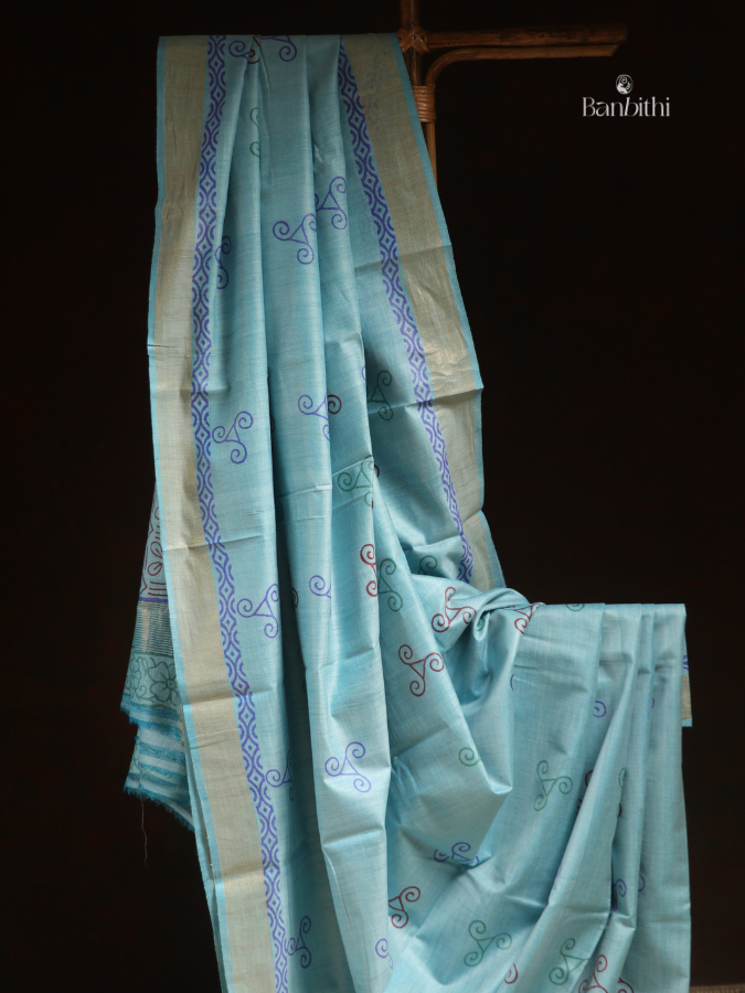 Tussar & Matka Silk Saree – Blue