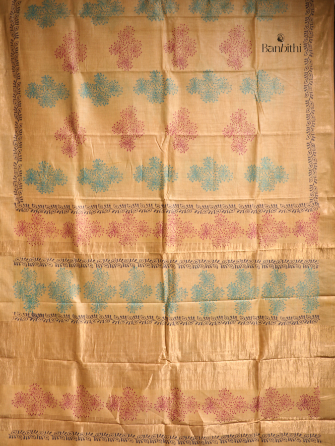 Tussar & Matka Silk Saree – Yellow