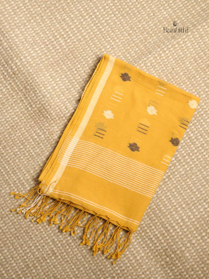 Handwoven Jamdani Dupatta – Yellow