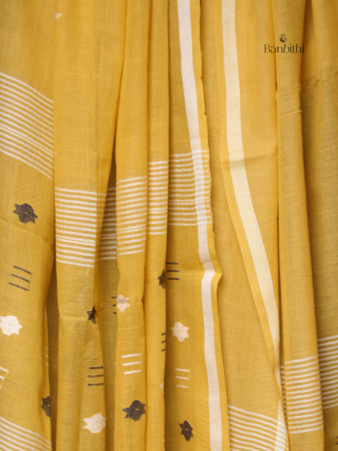 Handwoven Jamdani Dupatta – Yellow