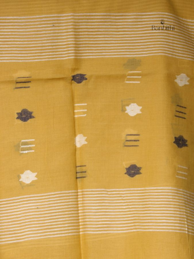 Handwoven Jamdani Dupatta – Yellow