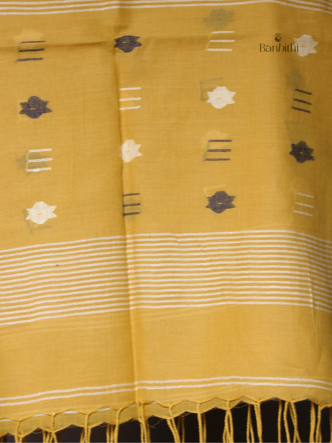 Handwoven Jamdani Dupatta – Yellow