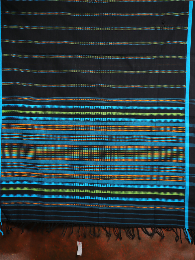 Begumpuri Pure Cotton Handwoven Saree – Black and Blue