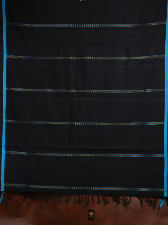 Begumpuri Pure Cotton Handwoven Saree – Black and Blue