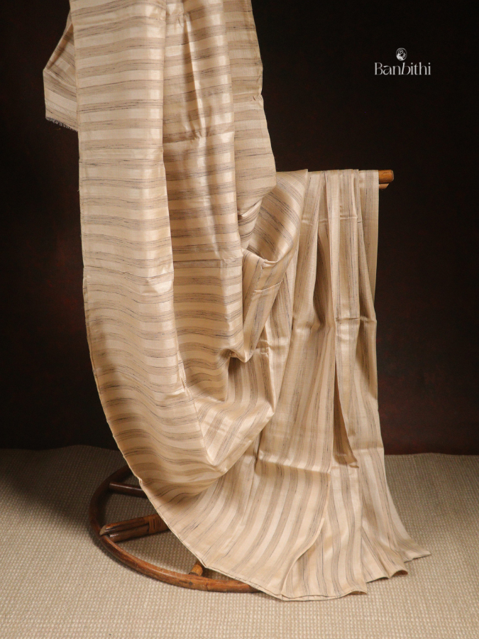 Bhumija Handwoven Tussar & Kosa Silk Saree - Original Tussar Colour