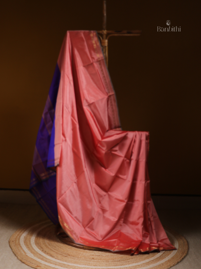 Bishnupur Silk Saree – Pink & Purple Classic