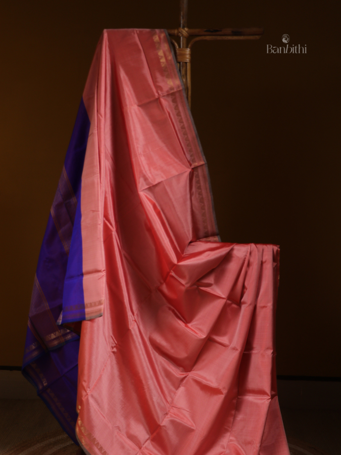 Bishnupur Silk Saree – Pink & Purple Classic