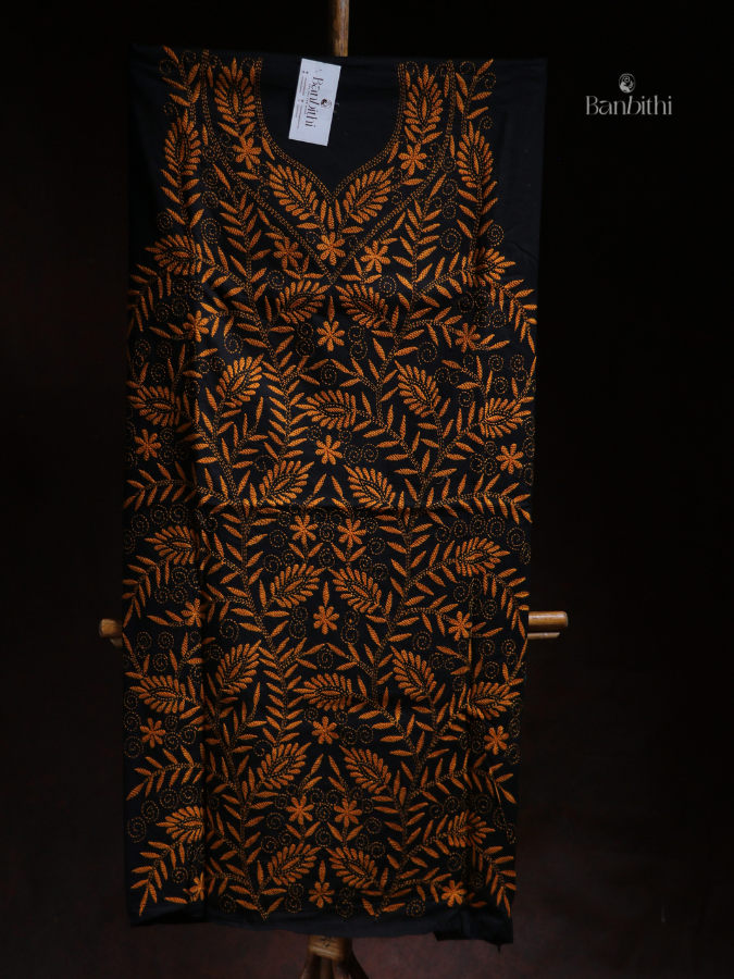 Hand Embroidered Cotton Suit Set – 3 Pcs Black