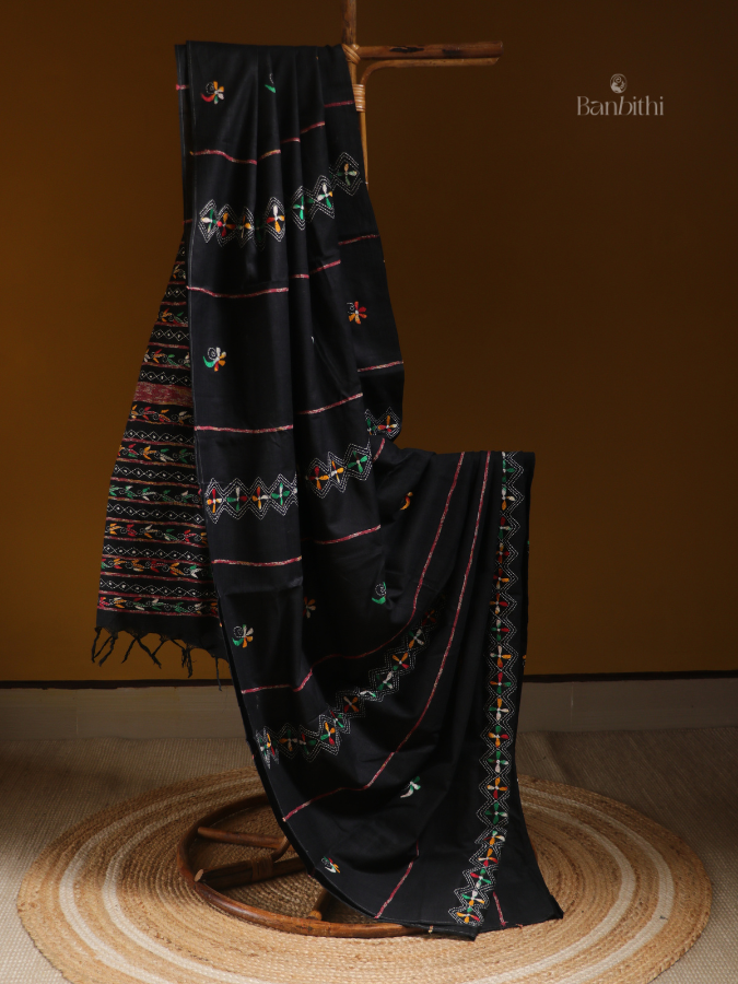 Noir Thread Kantha Saree