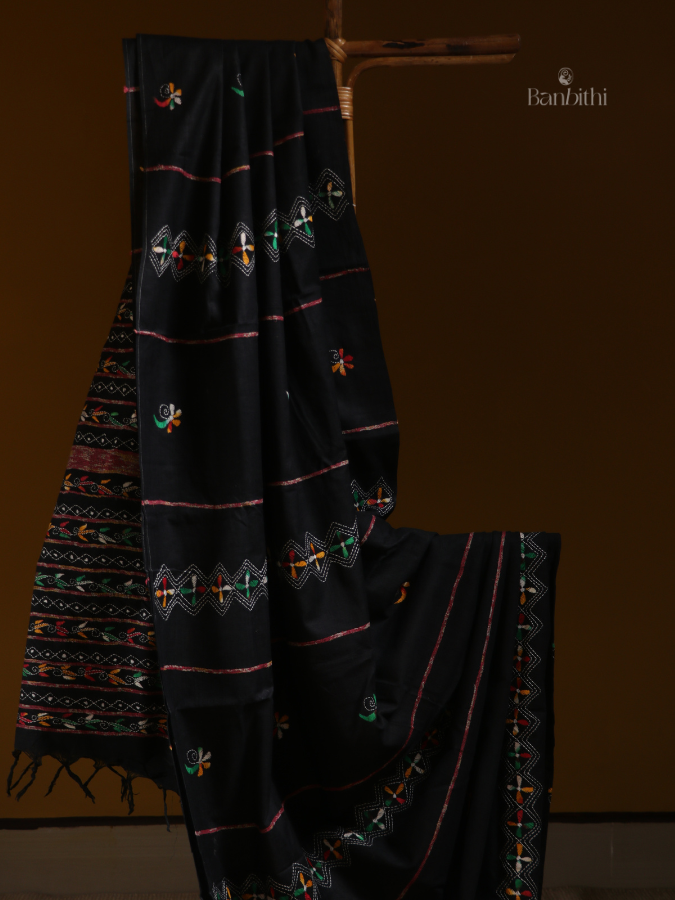 Noir Thread Kantha Saree