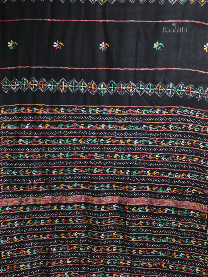 Noir Thread Kantha Saree