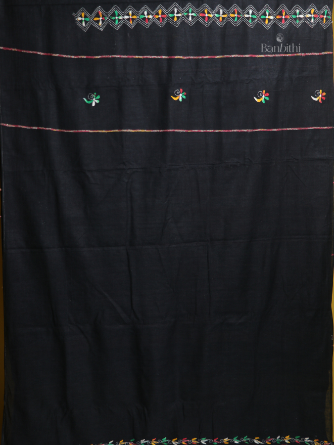 Noir Thread Kantha Saree