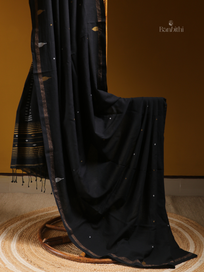 Pure Cotton Black Jamdani Saree