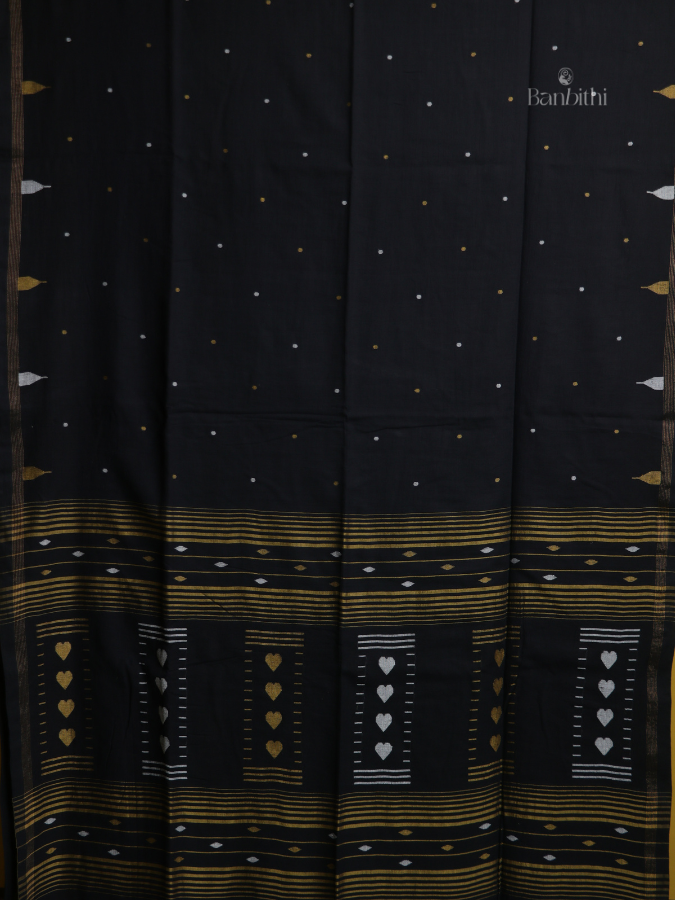 Pure Cotton Black Jamdani Saree