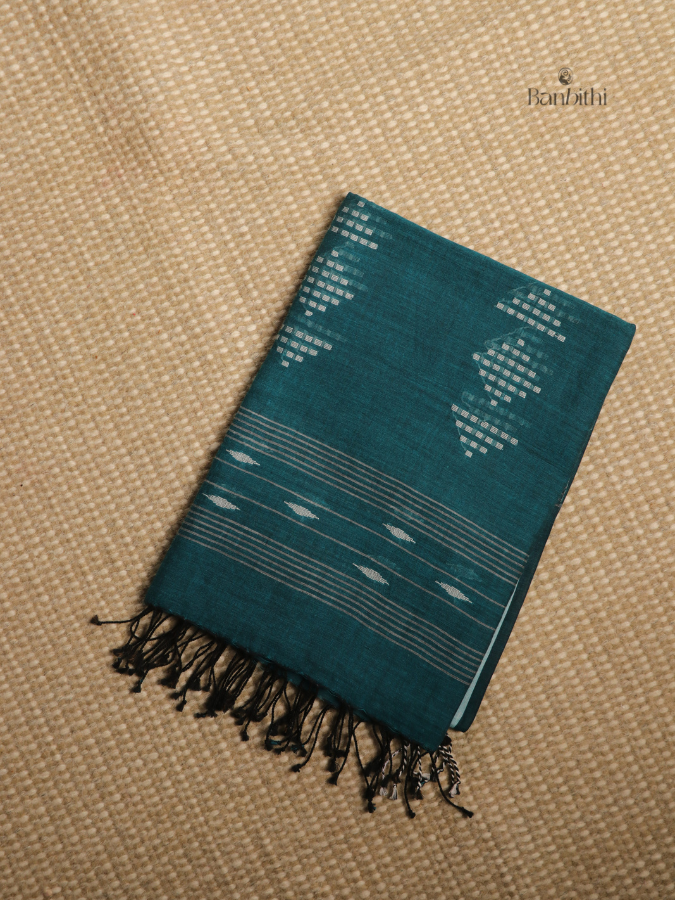 Handwoven Jamdani Dupatta – Blue