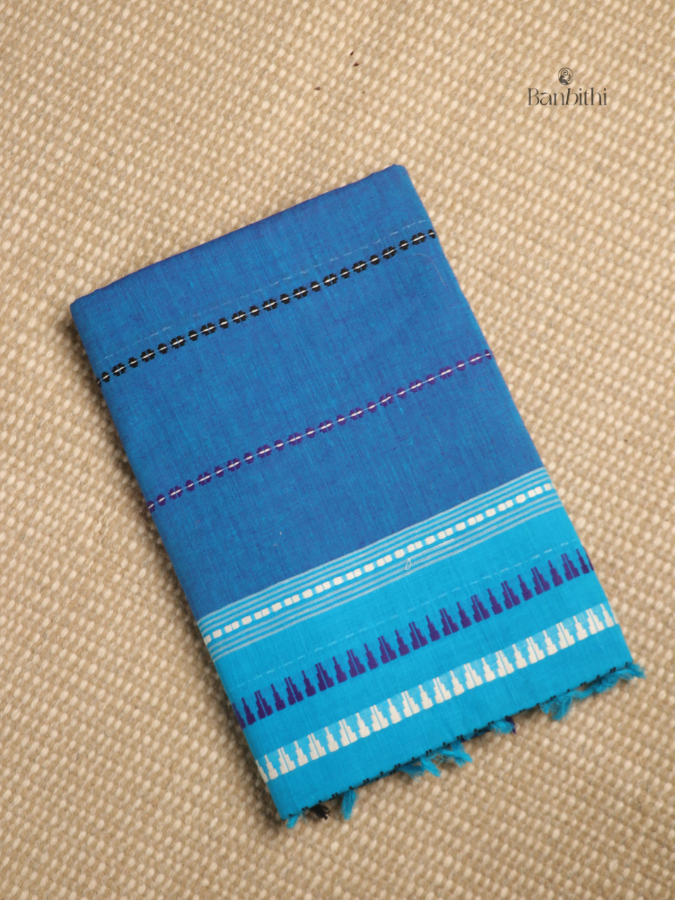 Begumpuri Pure Cotton Handwoven Saree – Blue