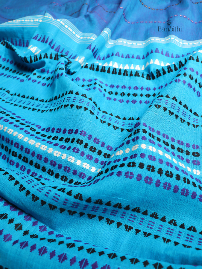 Begumpuri Pure Cotton Handwoven Saree – Blue