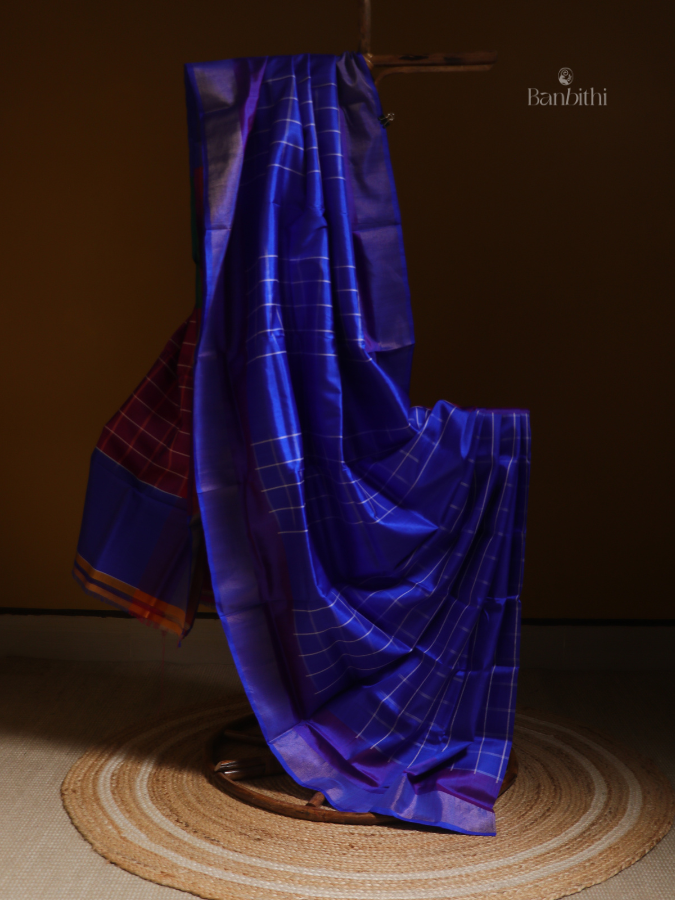 Bishnupur Silk Saree – Royal Blue Grace