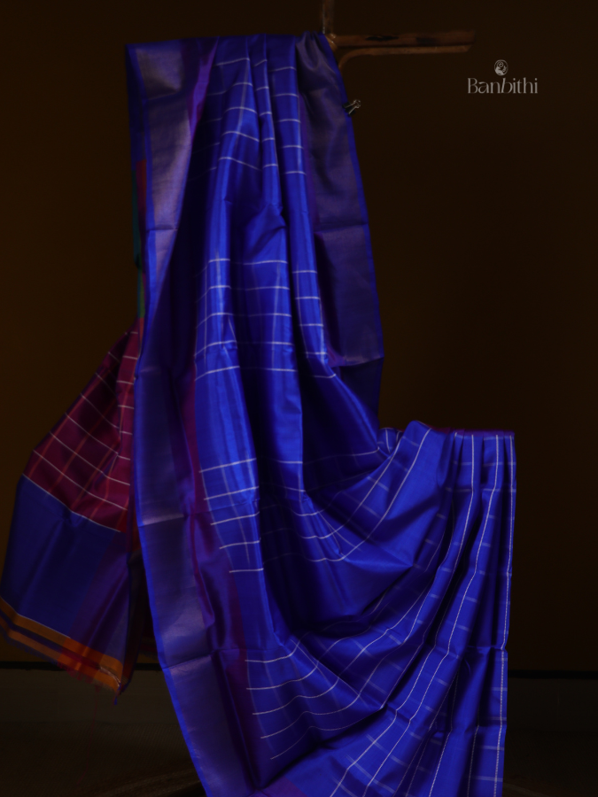 Bishnupur Silk Saree – Royal Blue Grace