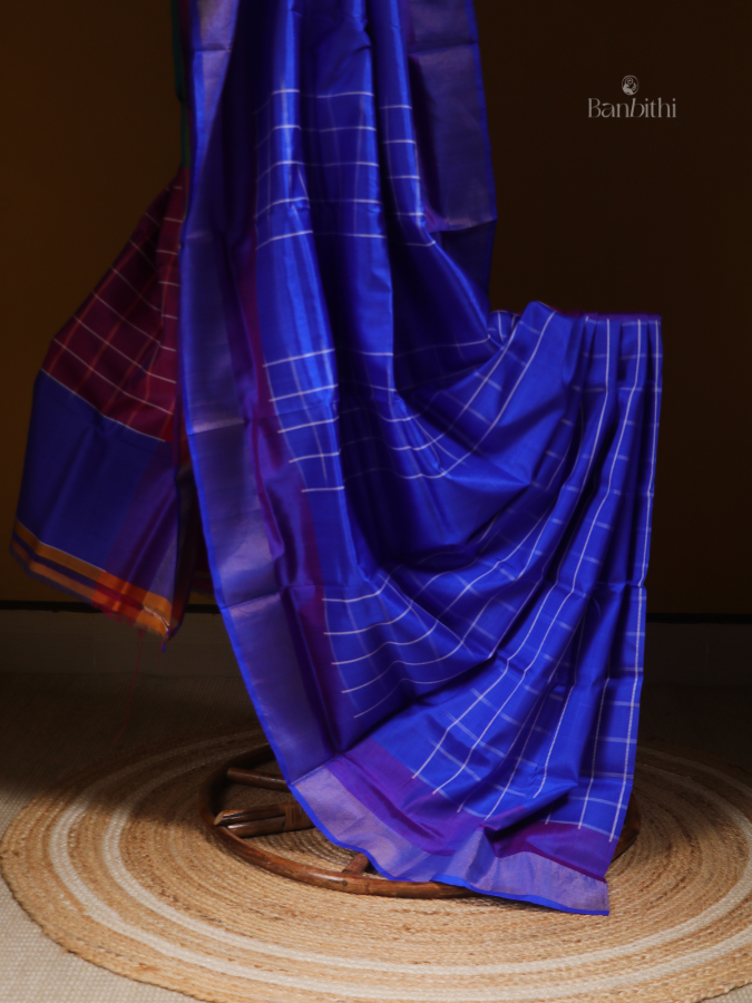 Bishnupur Silk Saree – Royal Blue Grace