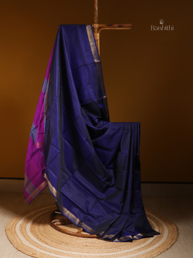 Bishnupur Silk Saree – Deep Blue Elegance
