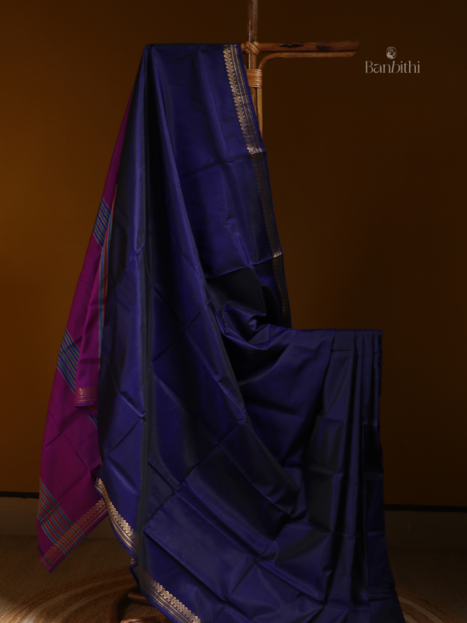 Bishnupur Silk Saree – Deep Blue Elegance