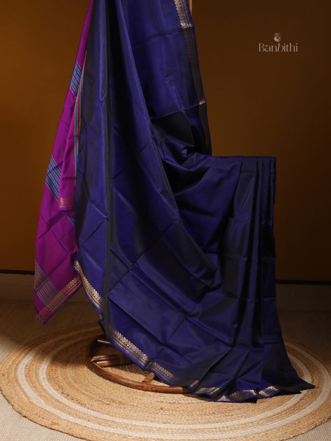 Bishnupur Silk Saree – Deep Blue Elegance