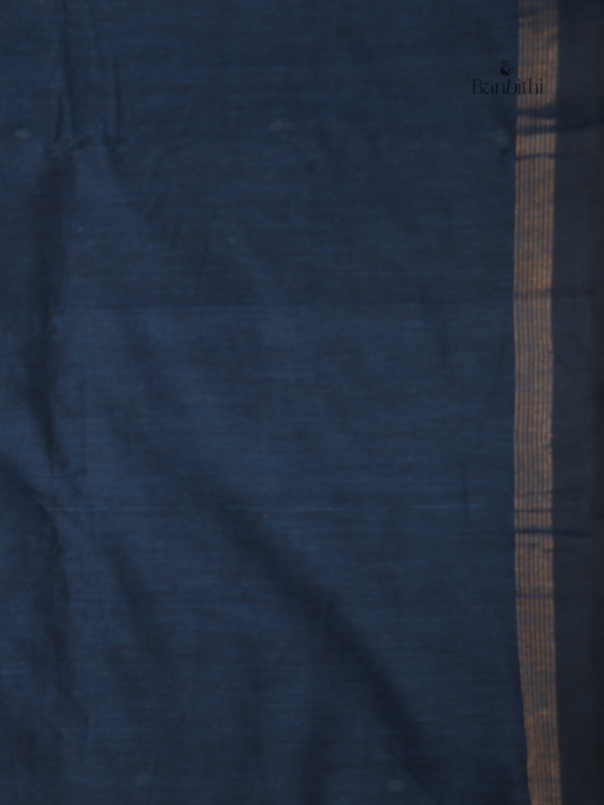 Pure Cotton Hand-Spun Jamdani Saree – Blue Paan