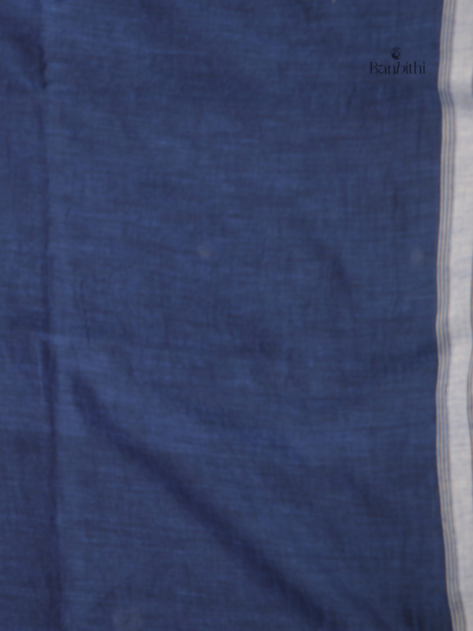 Pure Cotton Hand-Spun Jamdani Saree – Blue Mayur