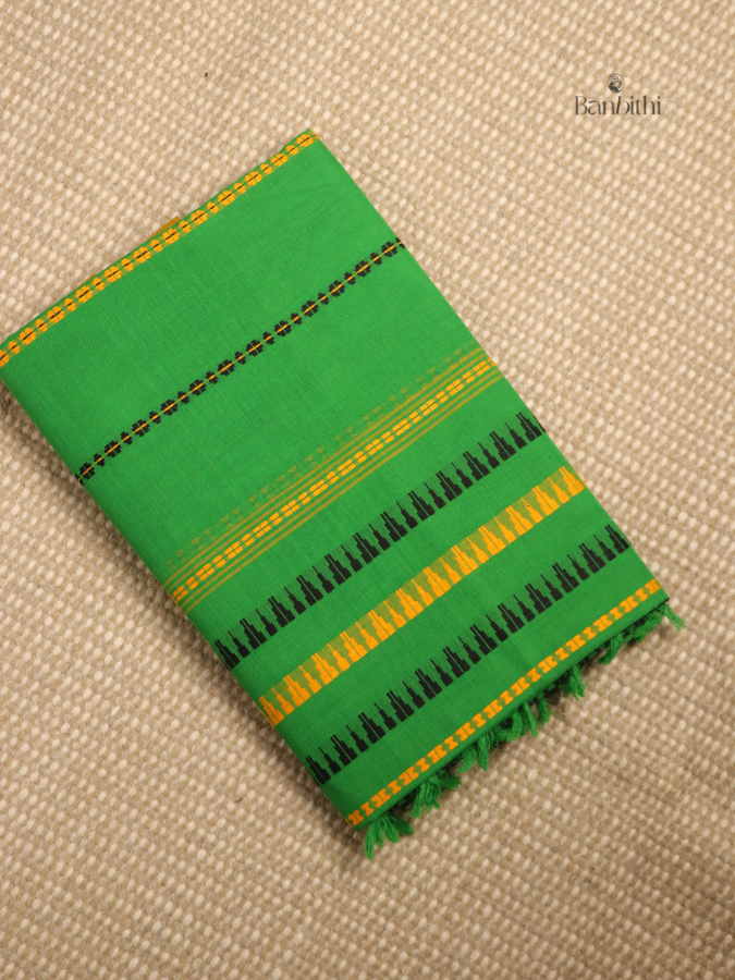 Begumpuri Pure Cotton Handwoven Saree – Green