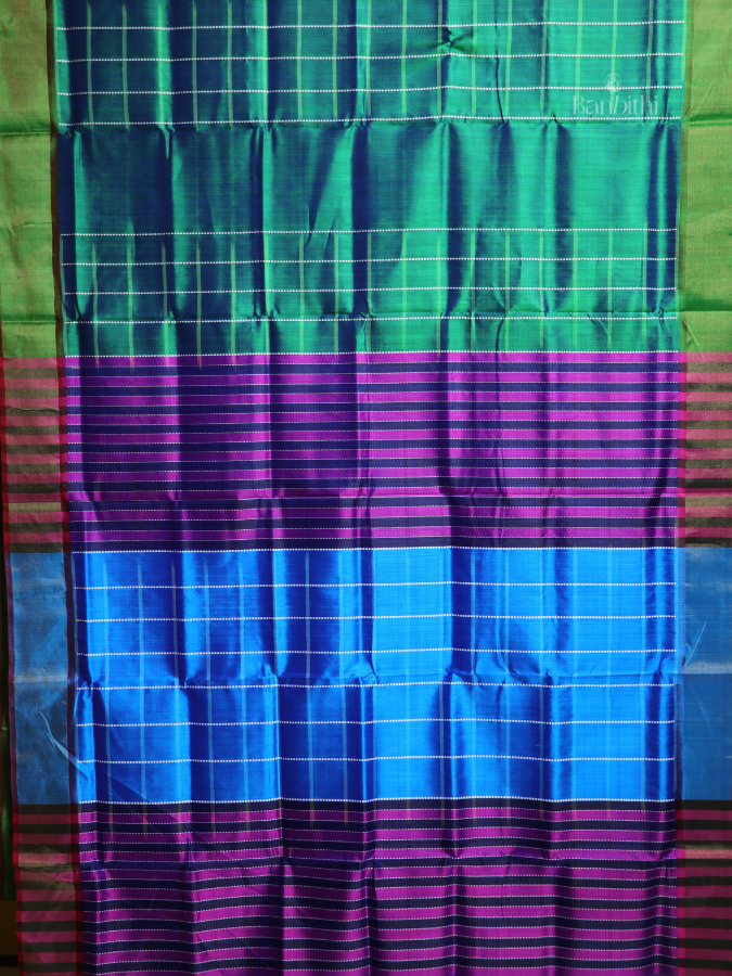 Bishnupur Silk Saree – Deep Green Heritage Weave