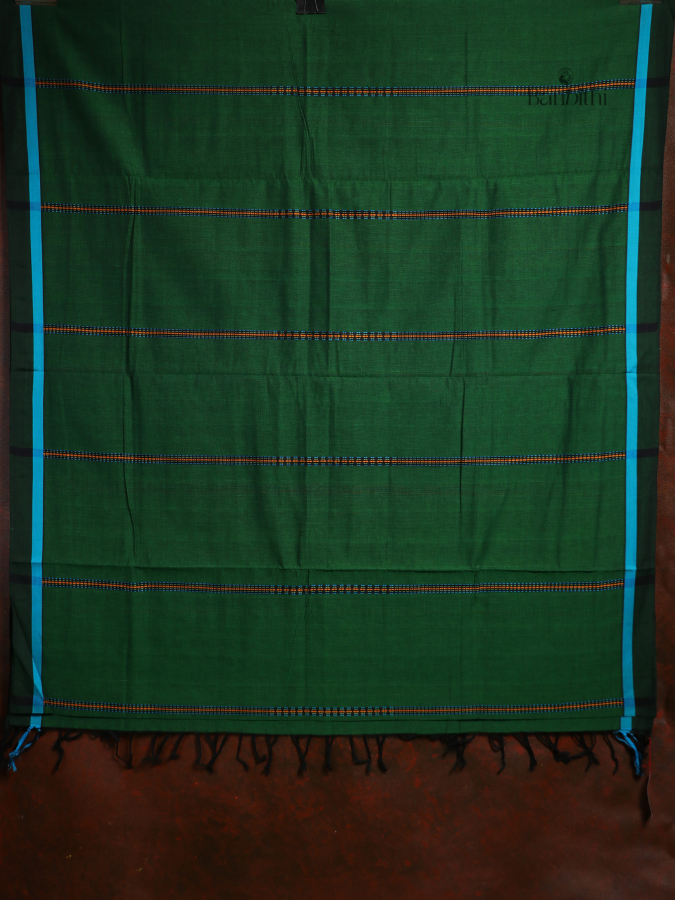 Begumpuri Pure Cotton Handwoven Saree – Green and Blue