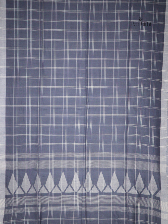 Pure Cotton Hand Spun Jamdani Saree – Grey (Variant 2)