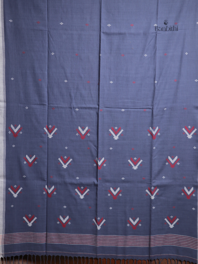 Pure Cotton Hand-Spun Jamdani Saree – Grey