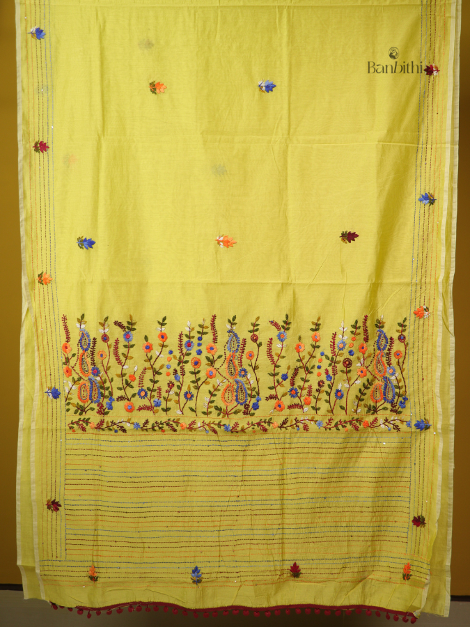 Spring Meadow Green Threadwork Saree