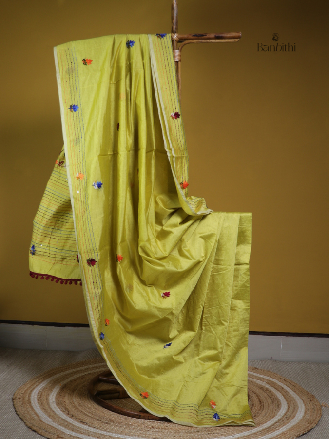 Spring Meadow Green Threadwork Saree