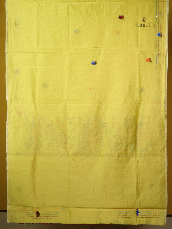 Spring Meadow Green Threadwork Saree