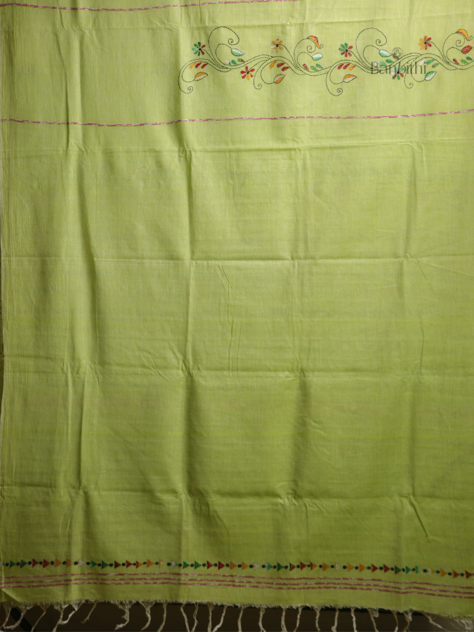 Lemon Zest Kantha Handloom Saree