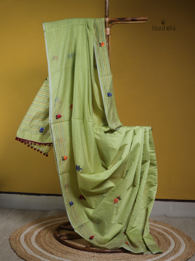 Mint Green Handcrafted Artisan Saree