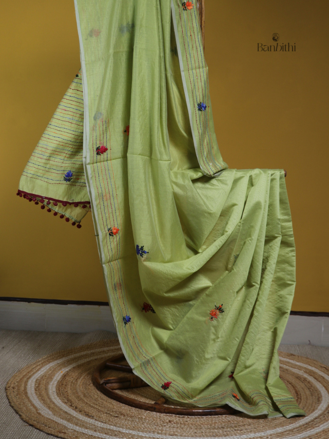 Mint Green Handcrafted Artisan Saree