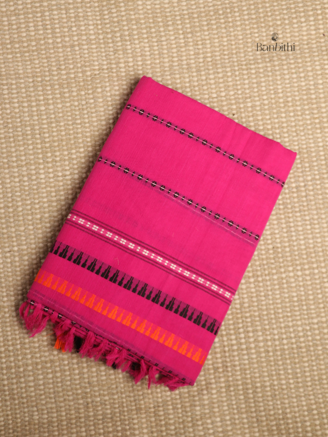 Begumpuri Pure Cotton Handwoven Saree – Magenta