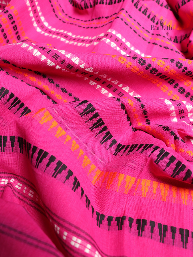Begumpuri Pure Cotton Handwoven Saree – Magenta