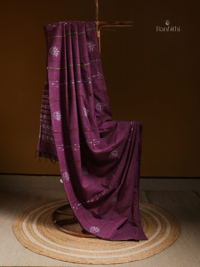 Magenta Muse Kantha Saree