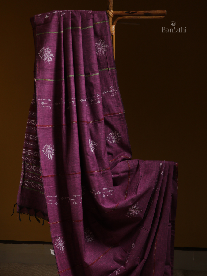 Magenta Muse Kantha Saree
