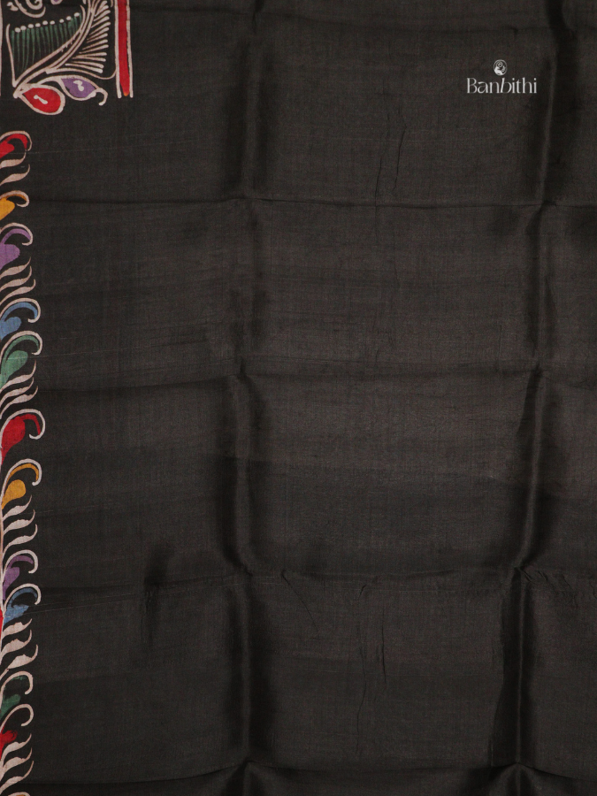 Hand Brush Batik Murshidabad Silk Saree – Off White with Multicolour