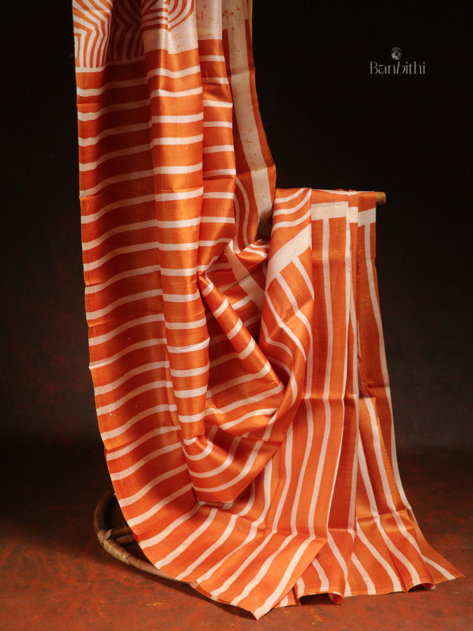 Hand Batik Murshidabad Silk Saree – Mustard Yellow